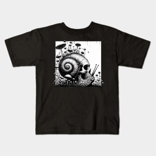 Monochromatic Skull Snail of Death Kids T-Shirt